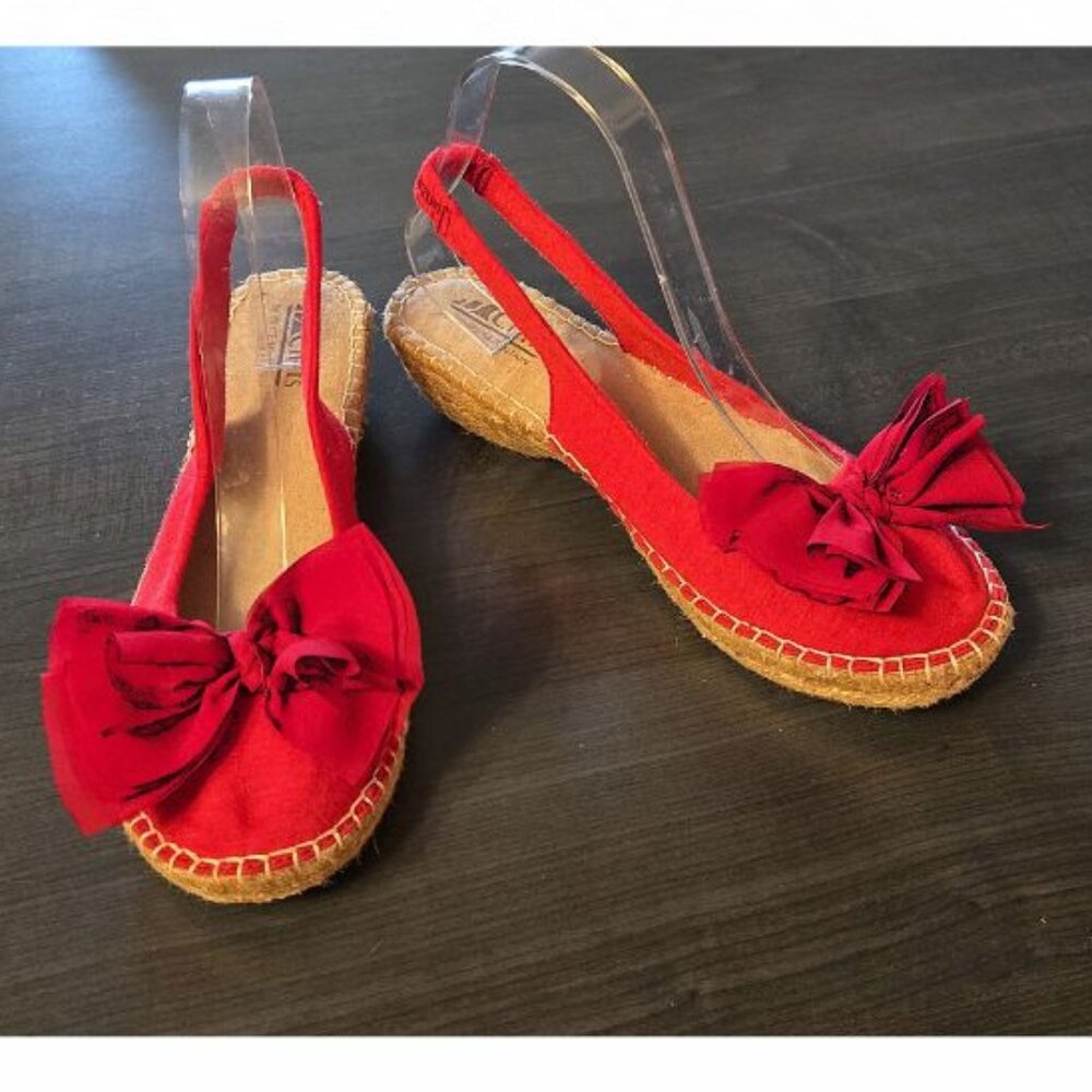 Red Bow Canvas Espadrilles Sandals Size 8